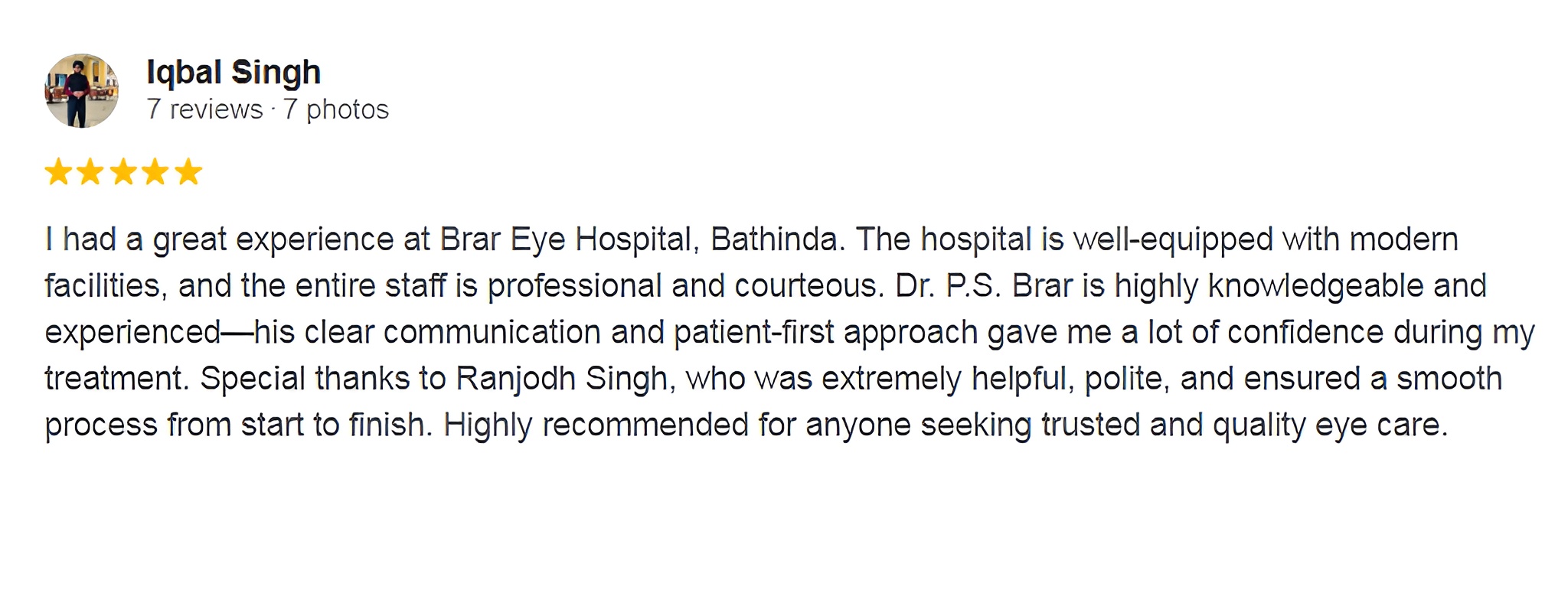 Google review screenshot